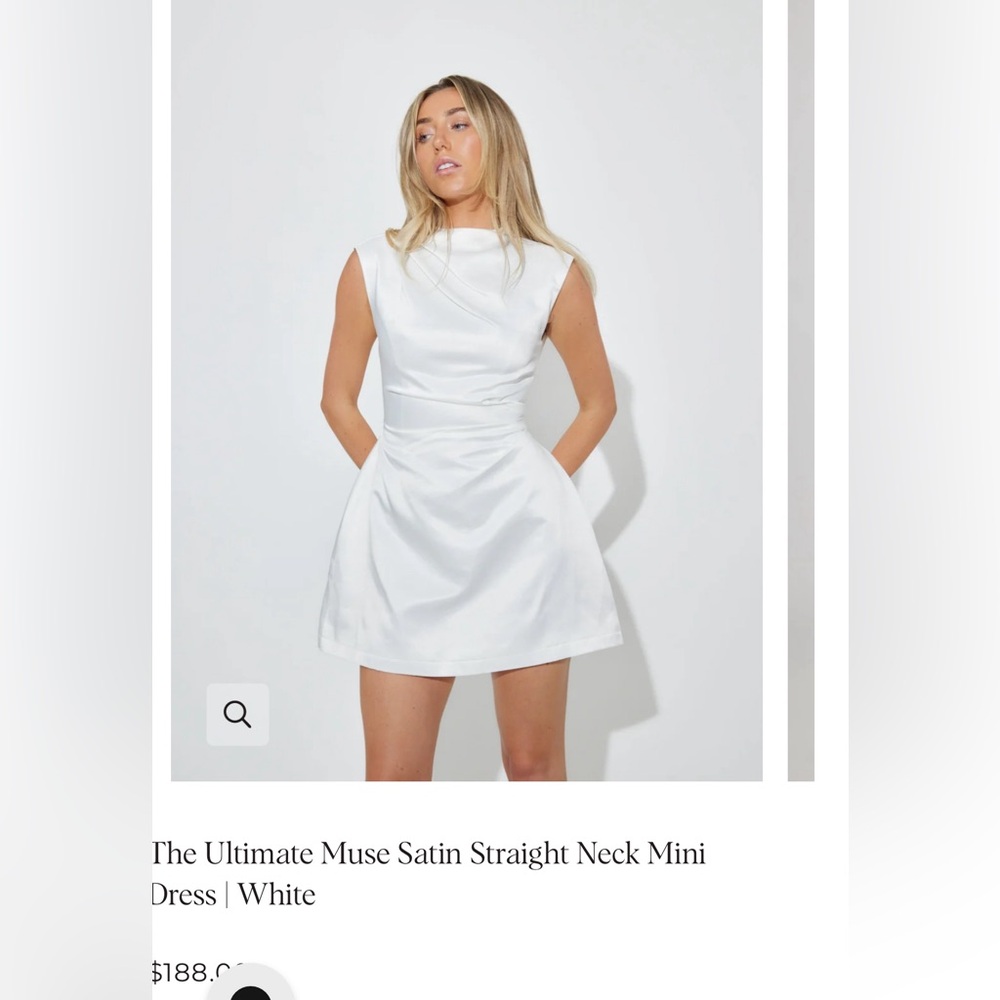 The Ultimate Muse Satin Straight Neck Mini Dress - White